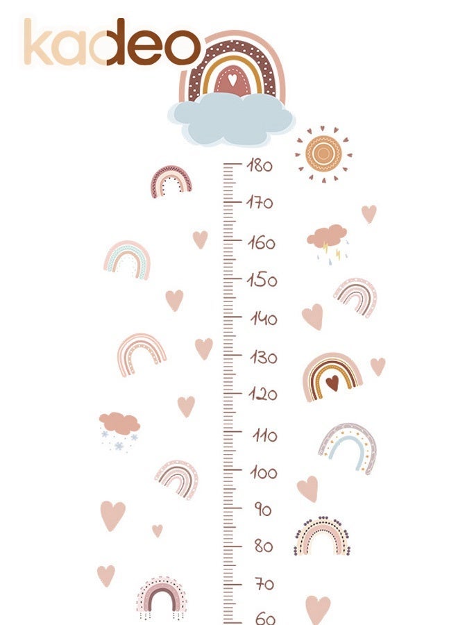kadeo Height Measurement Wall Sticker for Children, Removable, Waterproof, PVC, Cloud & Heart Pattern, Children's Room Decoration Height Measurement Wallpaper, for Baby Bedroom, Toddler Playroom, DIY Cute Decorations - Image 1